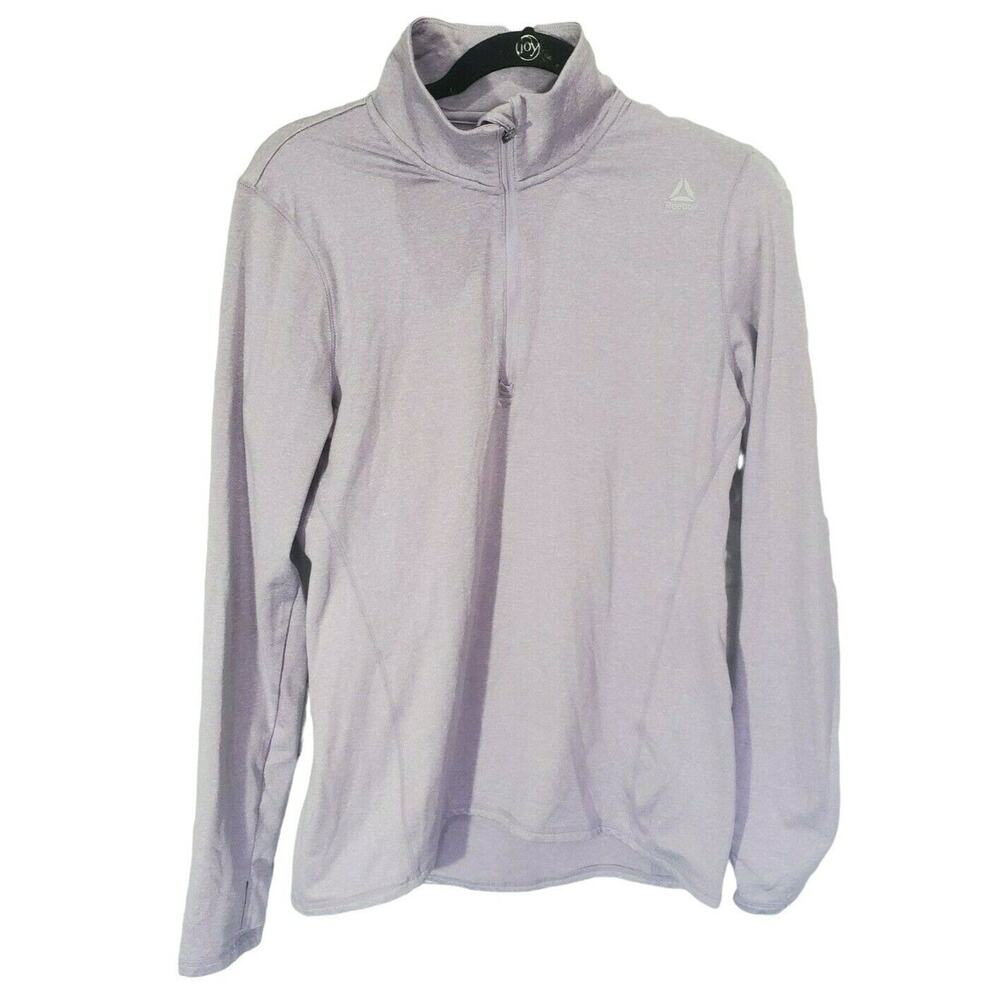 Reebok Pullover L Womens Purple Long Sleeve Thumbholes Collared 1/4 Zip‎ Sweater